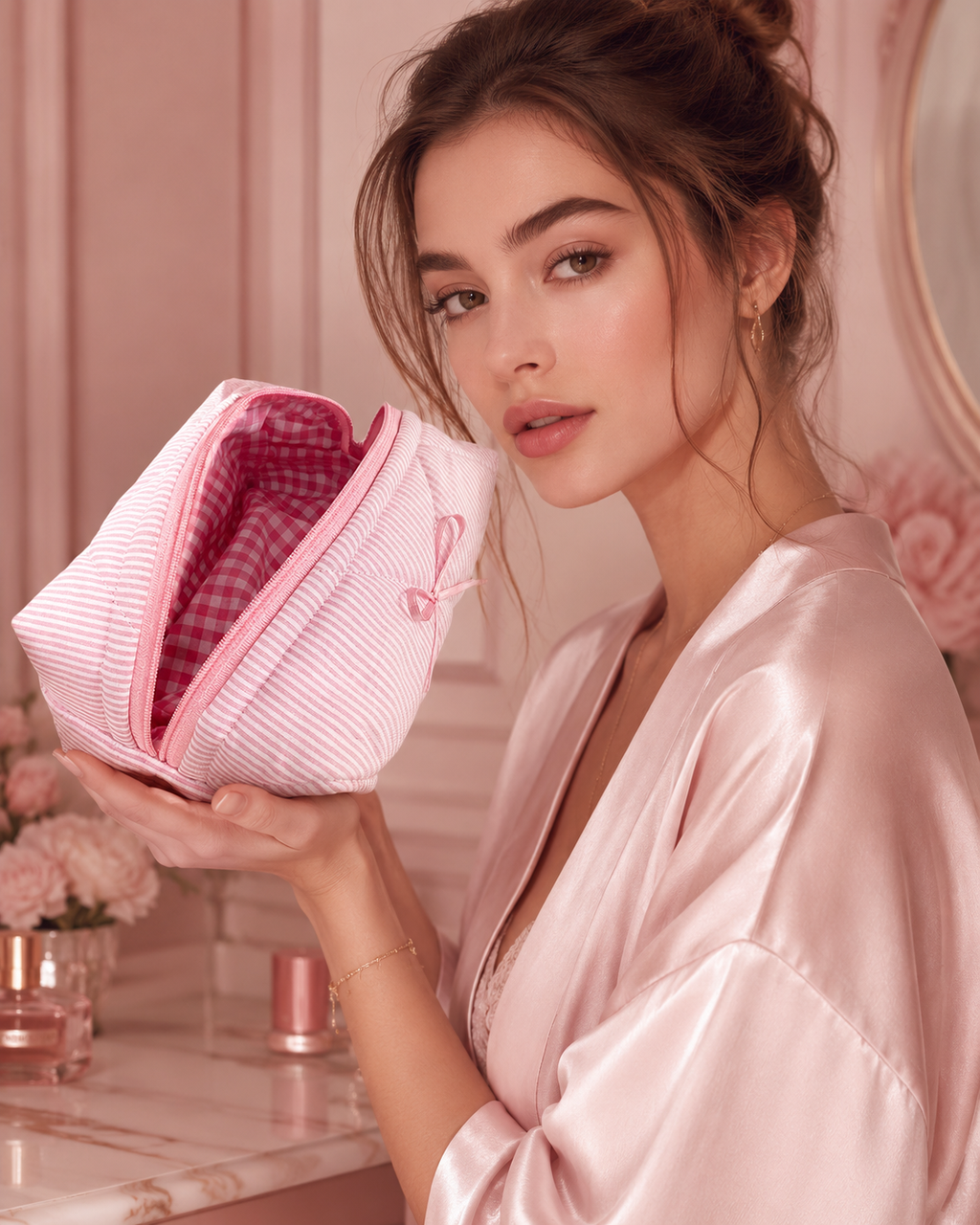 Cute Striped Beauty Bag