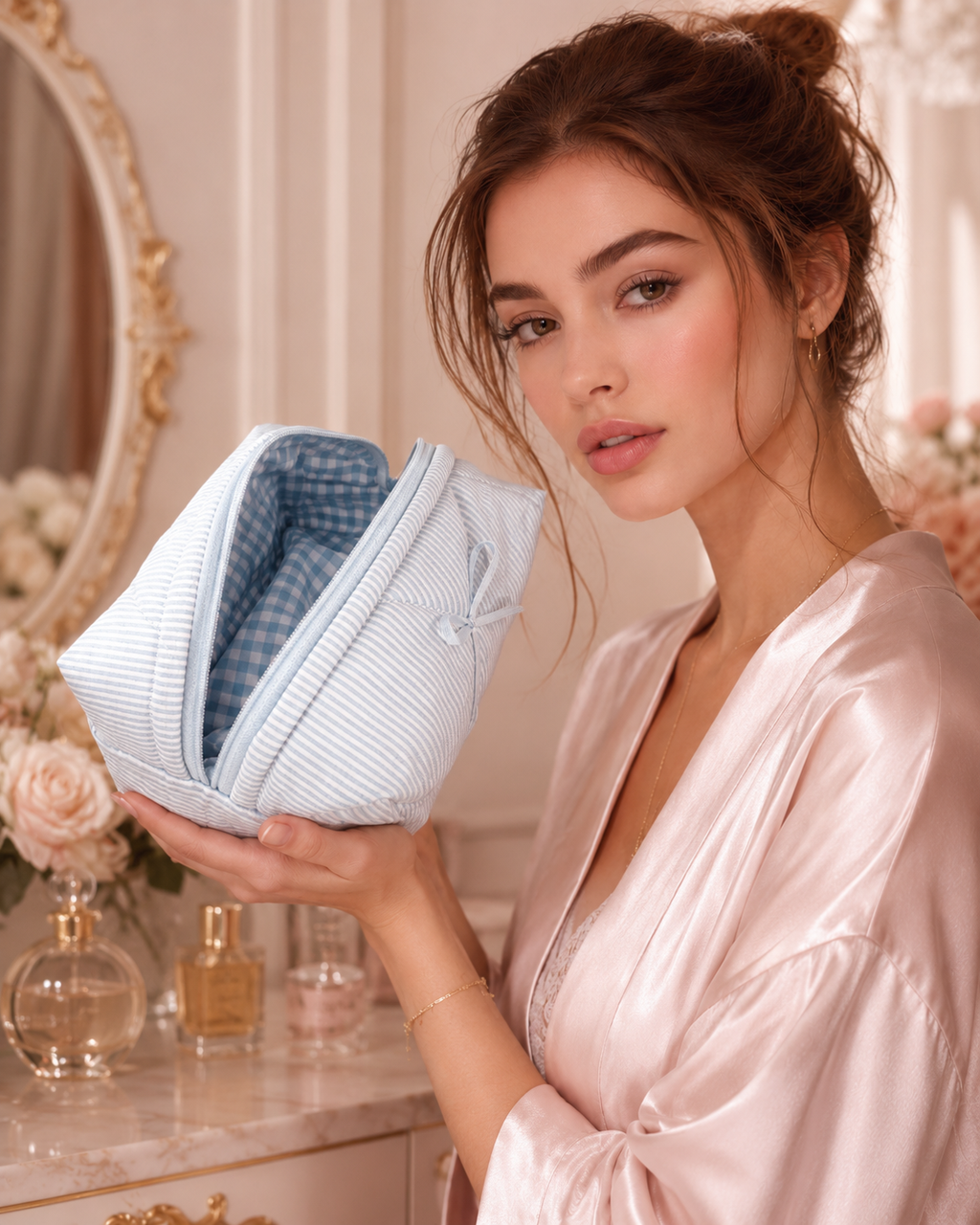 Cute Striped Beauty Bag