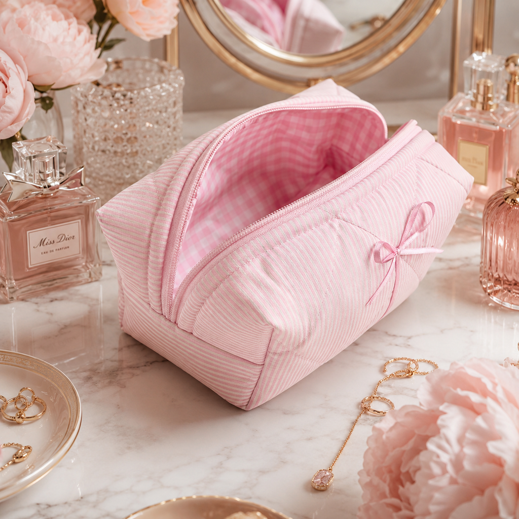 Cute Striped Beauty Bag